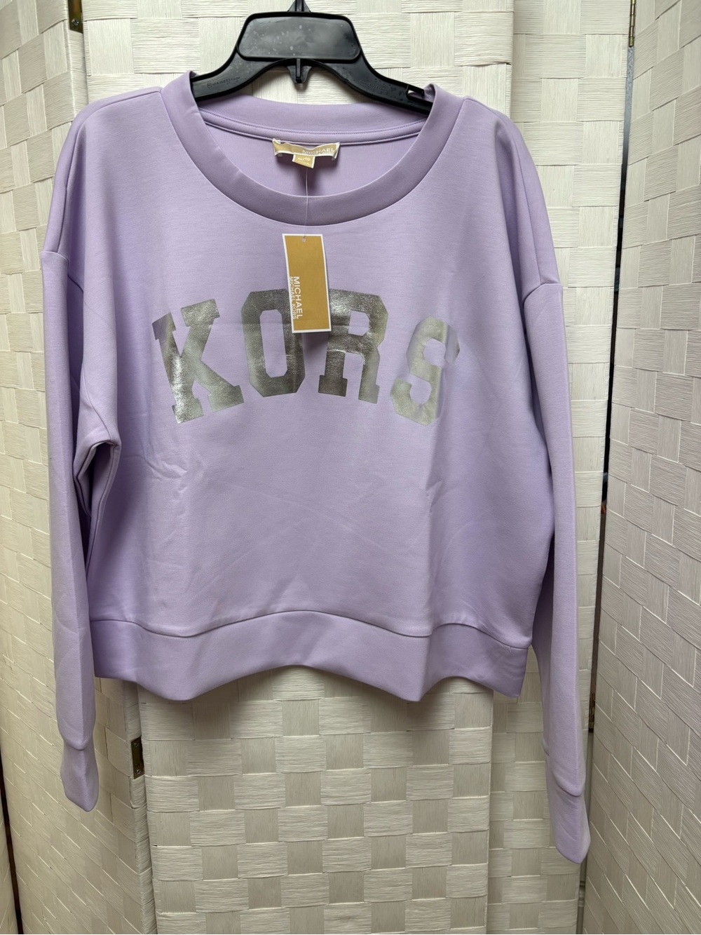 NWT Michael Kors Pale Iris KORS Logo Pullover Sweatshirt XL